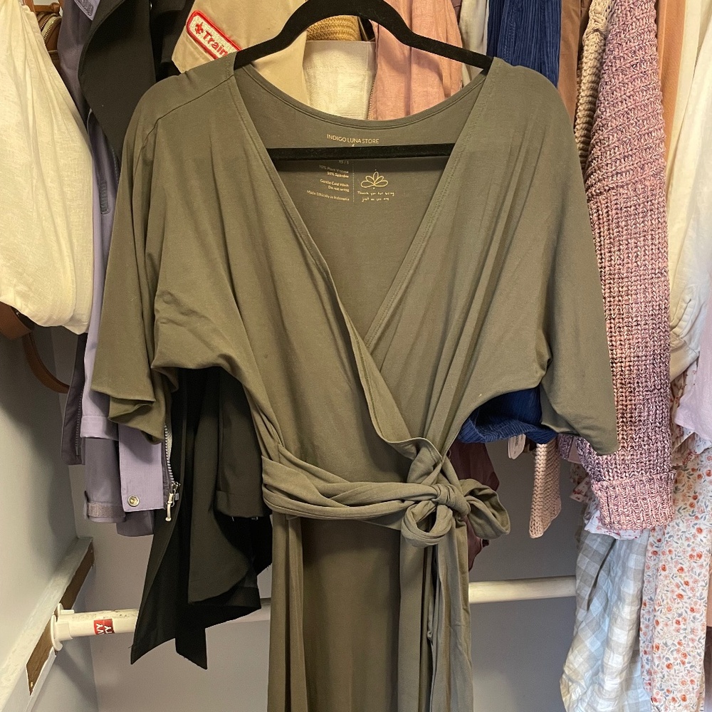 Indigo Luna Hitomi Forest Green Wrap Dress XS/S